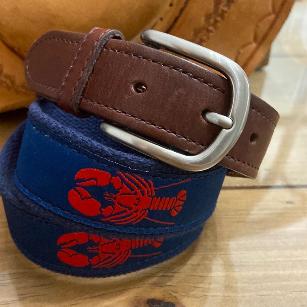 The Belted Cow Company Red Lobster Canvas Leather Tab Belt